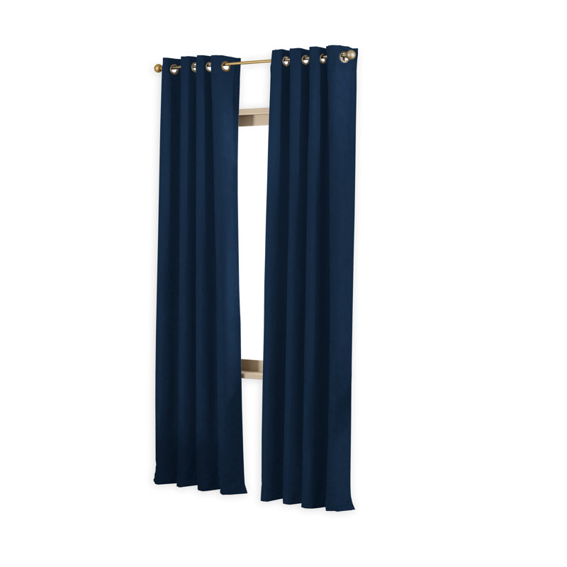 Curtainworks Boehme Solid Room Darkening Grommet Single Curtain Panel, Navy, 50" W x 120" L
