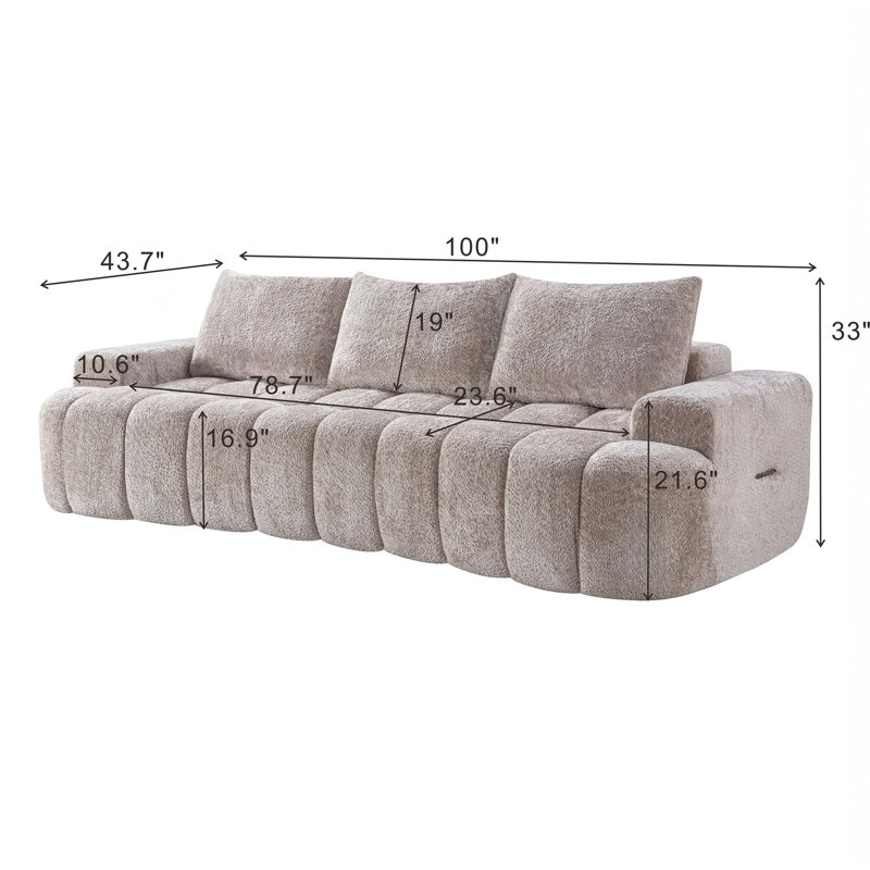 Canapé modulaire 100 po, Bouclette chameau