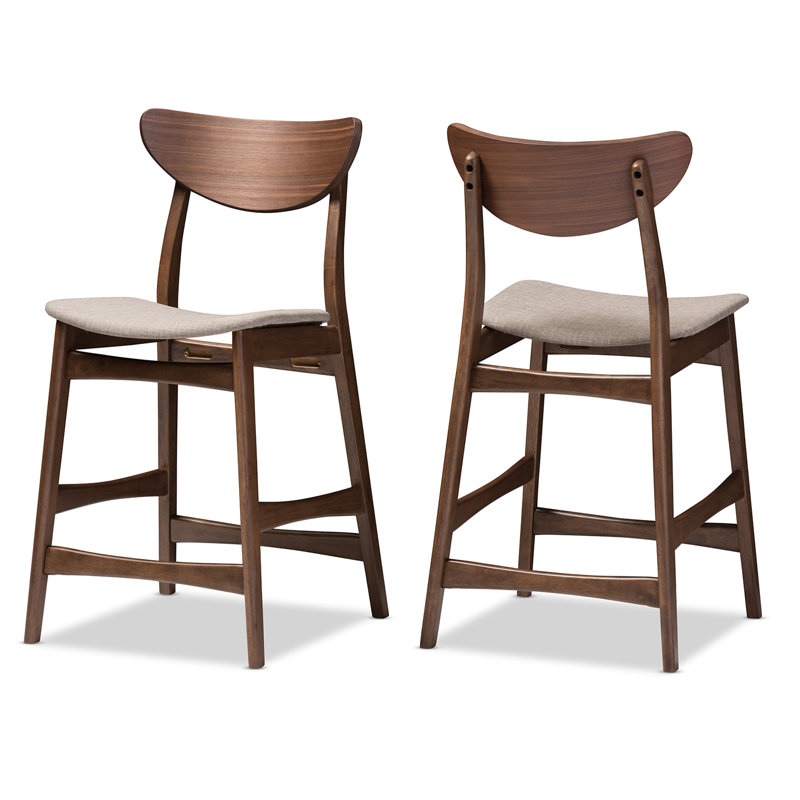 Upholstered Counter Stool with Solid Wood Frame