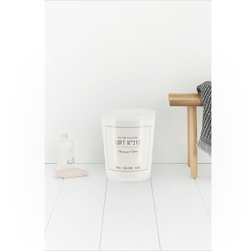 White Plastic Office Waste Basket with Script Design