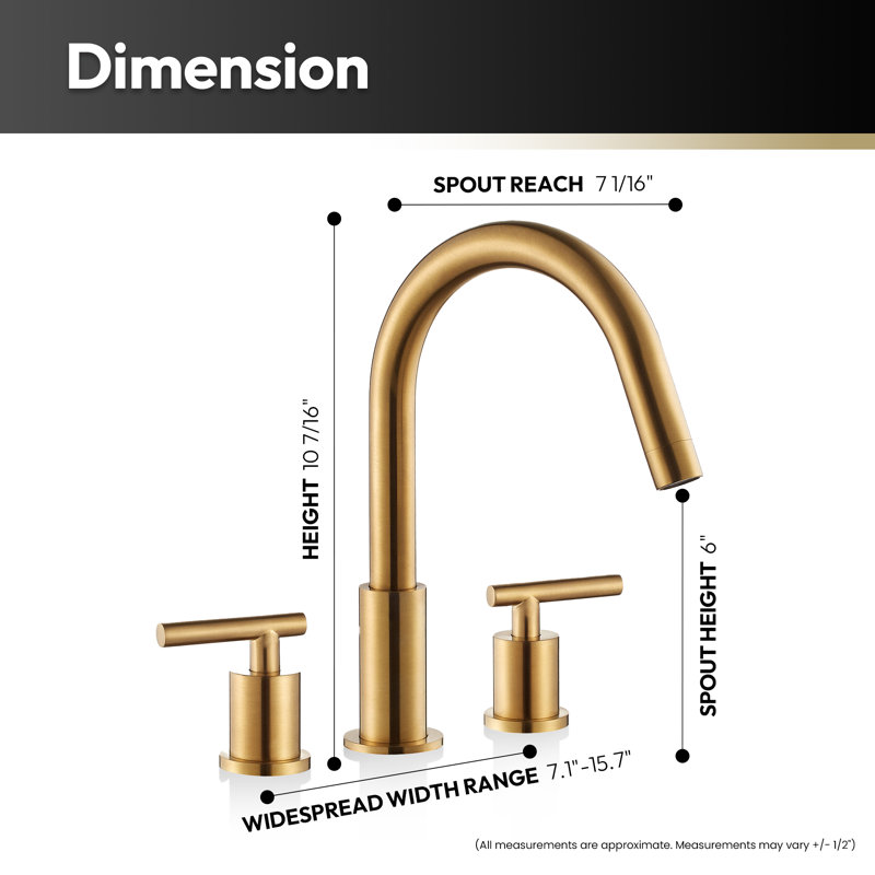Lodosa Widespread 2-handle Bathroom Faucet, Brushed Gold