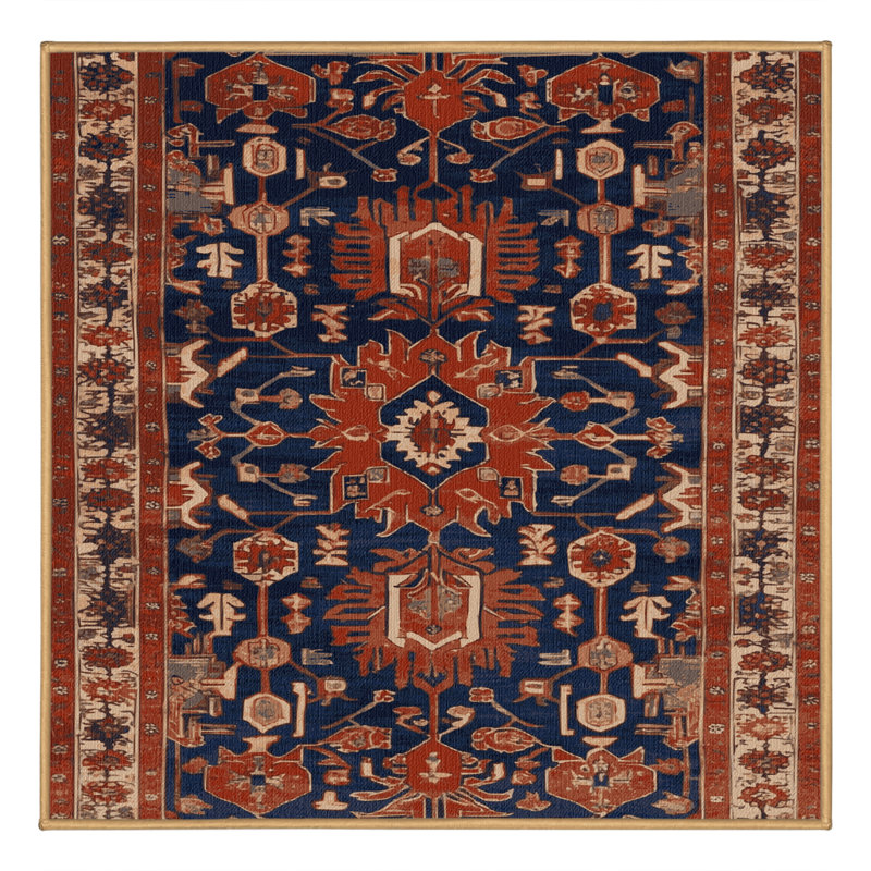 Machine Washable Persian Brown Area Rug, Square 5'