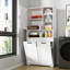 Armoire de buanderie avec portes et tablette, panier à linge inclinable, plusieurs espaces de rangement, style autoportant, tablette ouverte, tablette réglable-1539963069