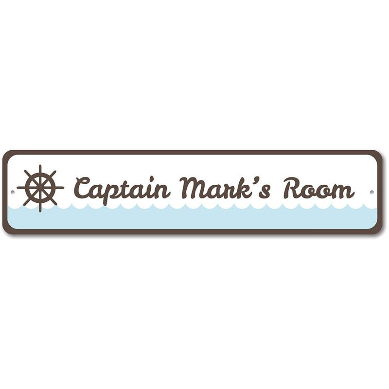 Enseigne de capitaine de bateau en métal, H 6 po x l 24 po x P 0,06 po
