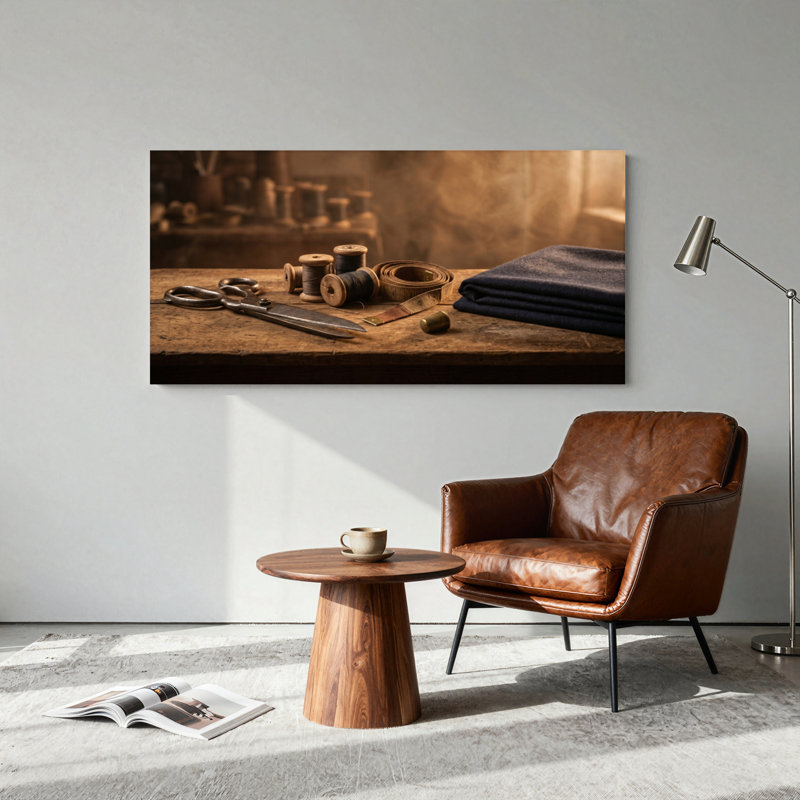 Ensemble de 1 toile murale vintage sur le thème de la couture, 40“W x 20”H, Wrapped Canvas