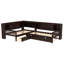 Lit plateforme simple en L avec lit gigogne, tiroirs et tablettes, structure de lit d'angle en bois massif-425595773
