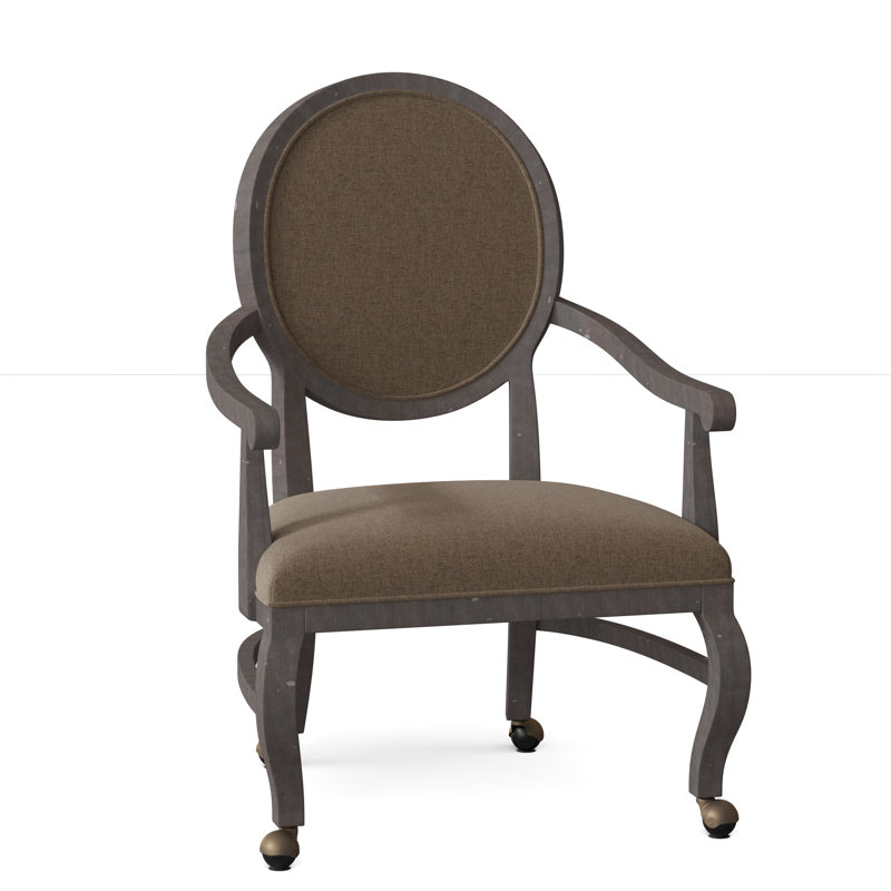 Oakland Upholstered King Louis Back Arm Chair, 9953 Mink, Charcoal