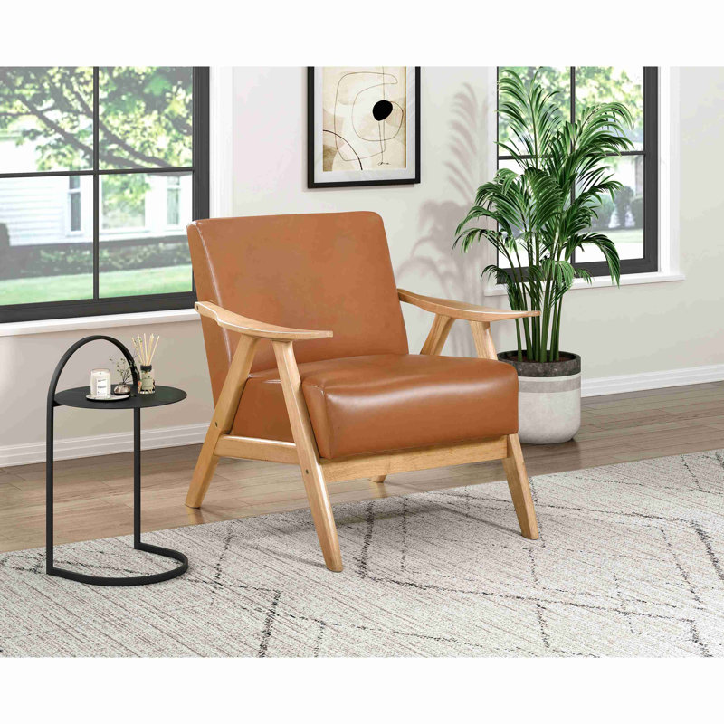 Fauteuil avec cadre en bois, Naturel, Brun