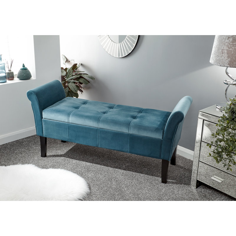 Newtowne Upholstered Storage Bench, Teal