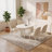 Oval Dining Table Set with 6 Chairs, White & Beige, Dining Room-544615444