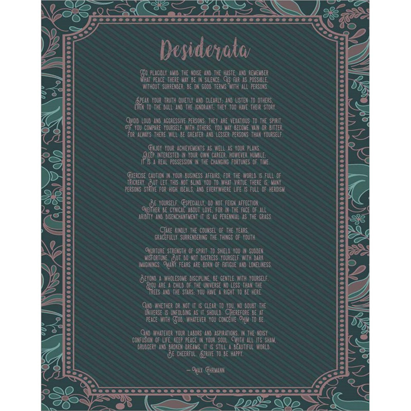 «Desiderata Floral Frame Turquoise» par Quote Master, art mural sur toile