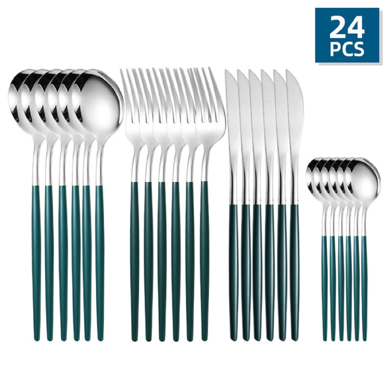 Ensemble de couverts Ivy Bronx Chato, Turquoise / Argent