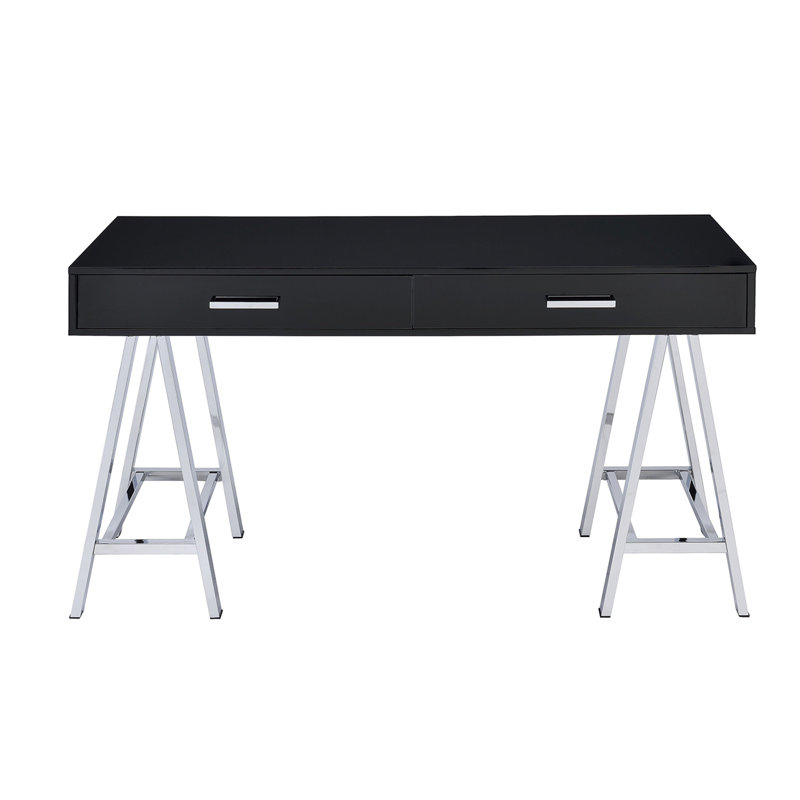 Bureau d'écriture à 2 tiroirs avec base en métal (sans les chaises de bureau)