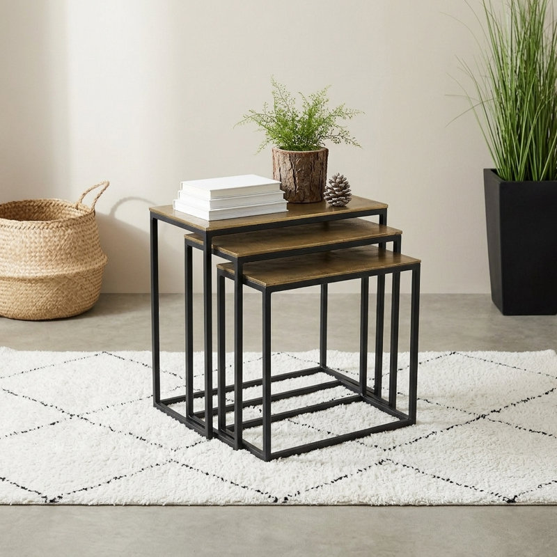 Ensemble de 3 noir et laiton antique