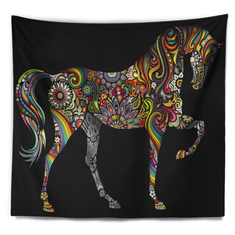 Tapisserie cheval et arc-en-ciel Animal, H 50 po x l 60 po