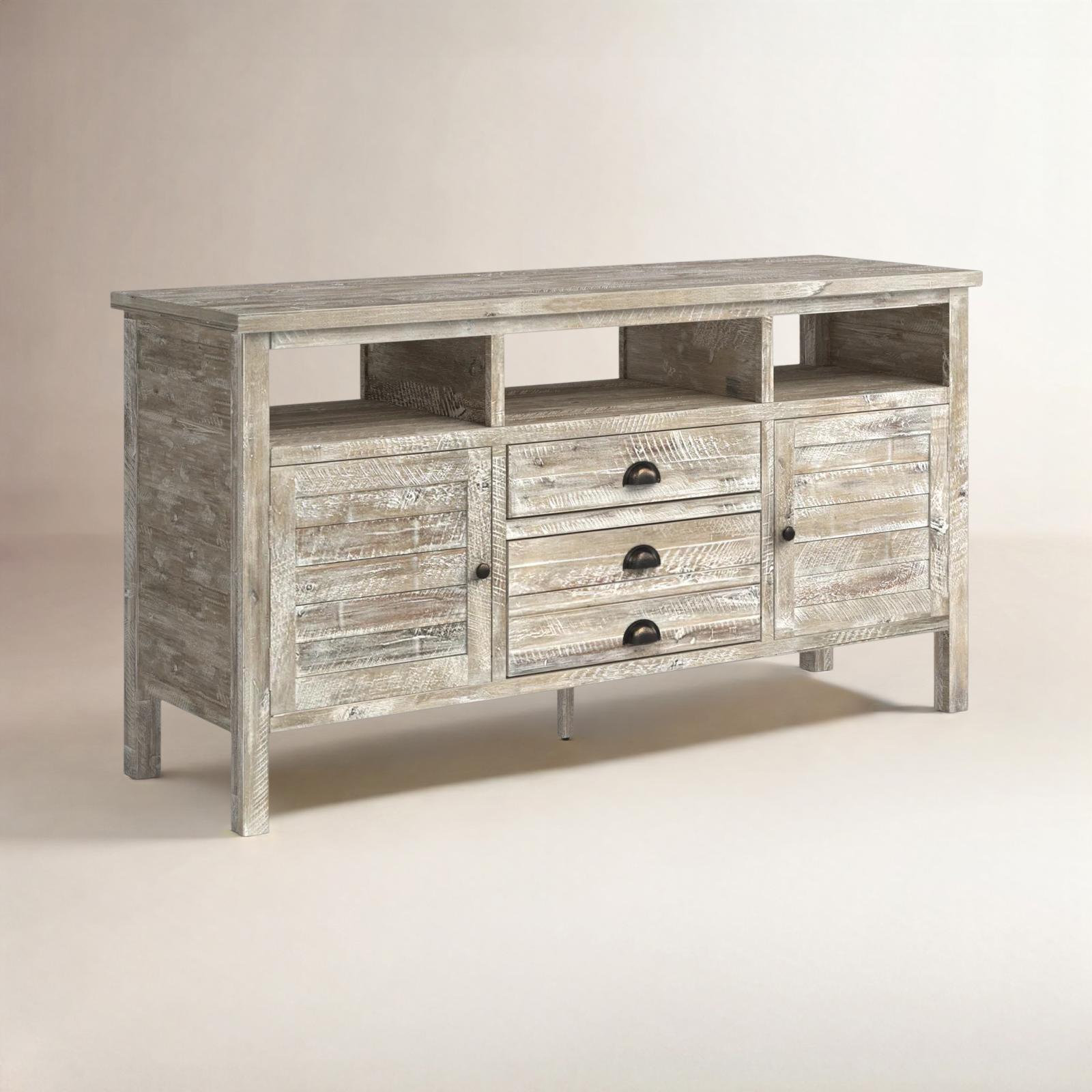 Castile Acacia TV Stand, Washed Gray, 60"