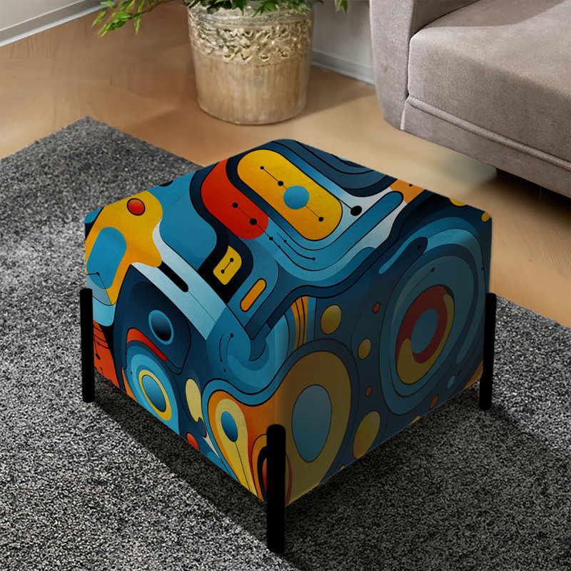 Nomadic Geometric Illusions - Geometric Square Ottoman