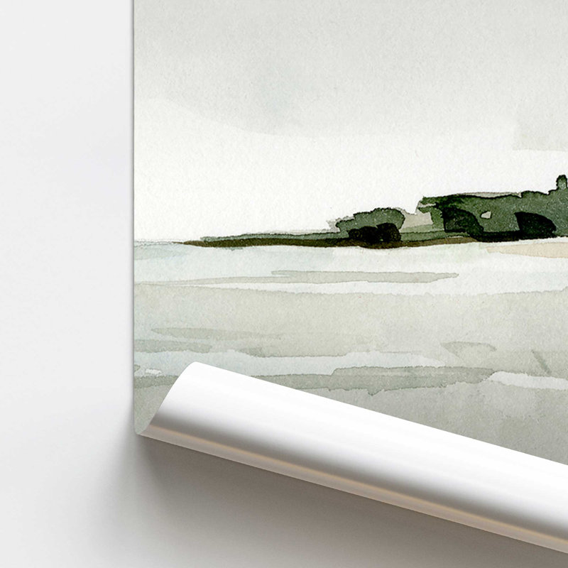 Imprimé matin brumeux sur la plage, Papier, H 16 po x l 20 po