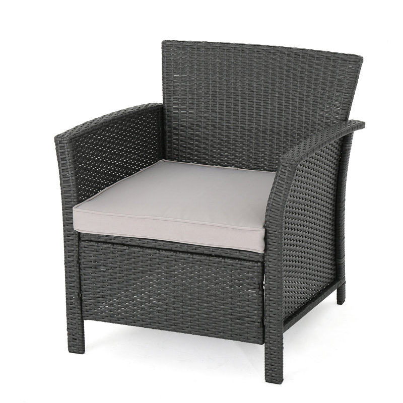 St Outdoor Chairs (2) - Grey Pe & Iron, Waterproof Fabric Cushions, 28.53" D X W 31.14" H, 21.98 Lbs 2Pcs + Iron Pad, 28.53In 31.14In, 21.98Lb Weight