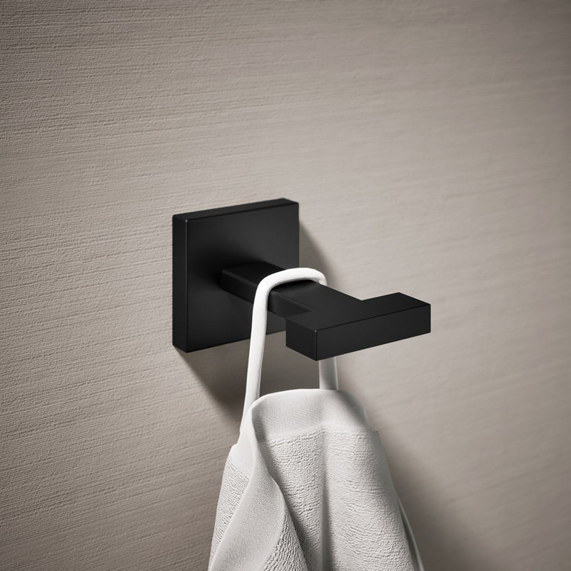 Square Robe Hook, Matte Black