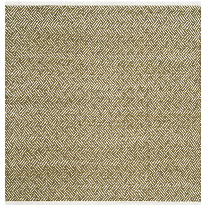Tapis olive en coton touffeté à la main Bryent, Carré 4 pi