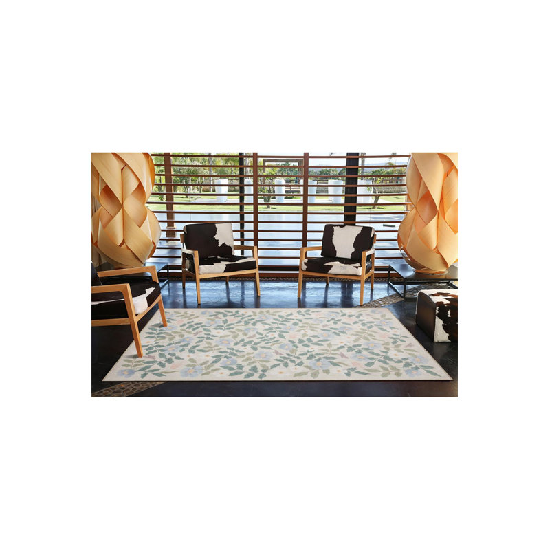 Tapis lavable floral crème, Rectangle 3 pi 3 po x 4 pi 11 po