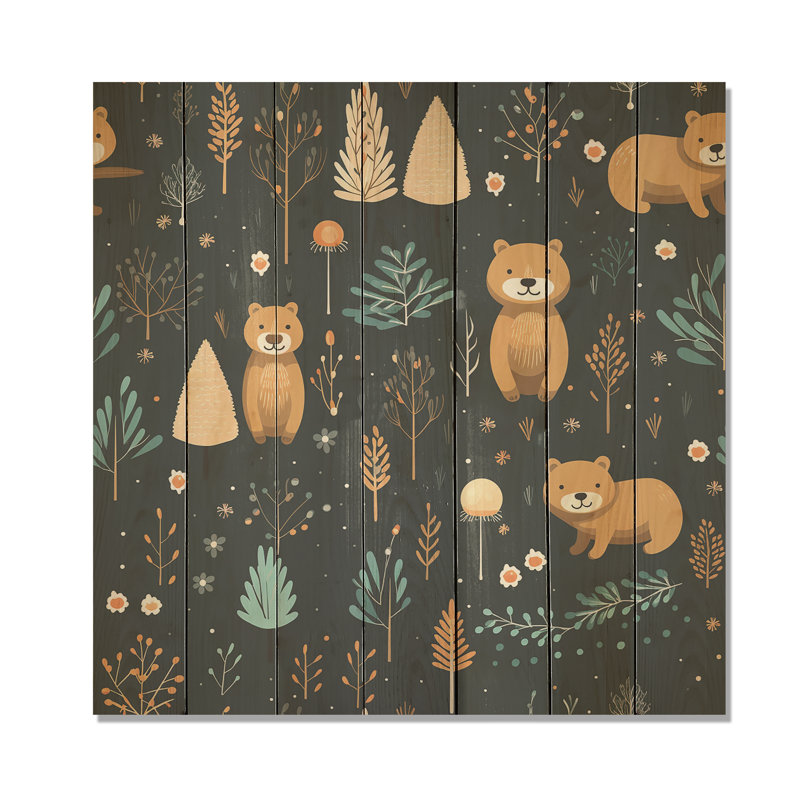 Pépinière d'ours Teady - reproduction d'ours sur bois, H 36 po x l 36 po