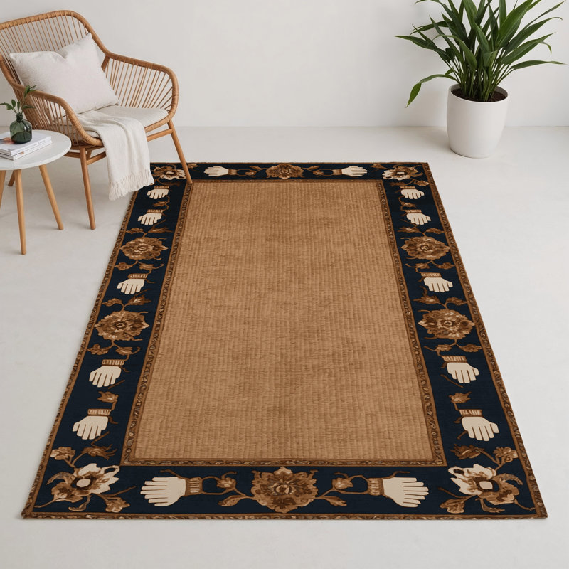 Tapis d'intérieur et d'extérieur brun français, Rectangle 5 pi x 7 pi