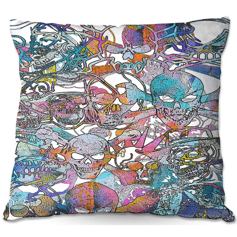  Coussin Couch Graffiti 8, 20 po x 20 po, Blanc