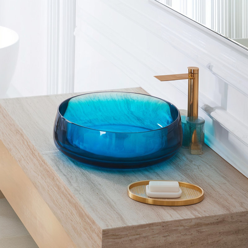 Lavabo vasque de salle de bain en résine de pierre Art moderne 25C61-bleu