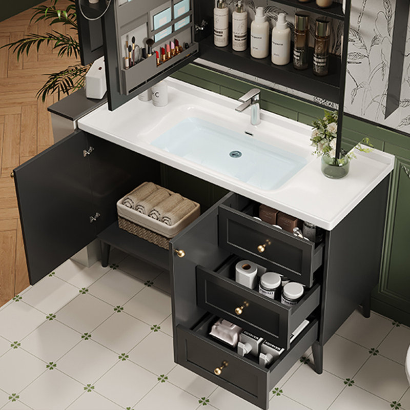 Meuble-lavabo noir de style rétro français