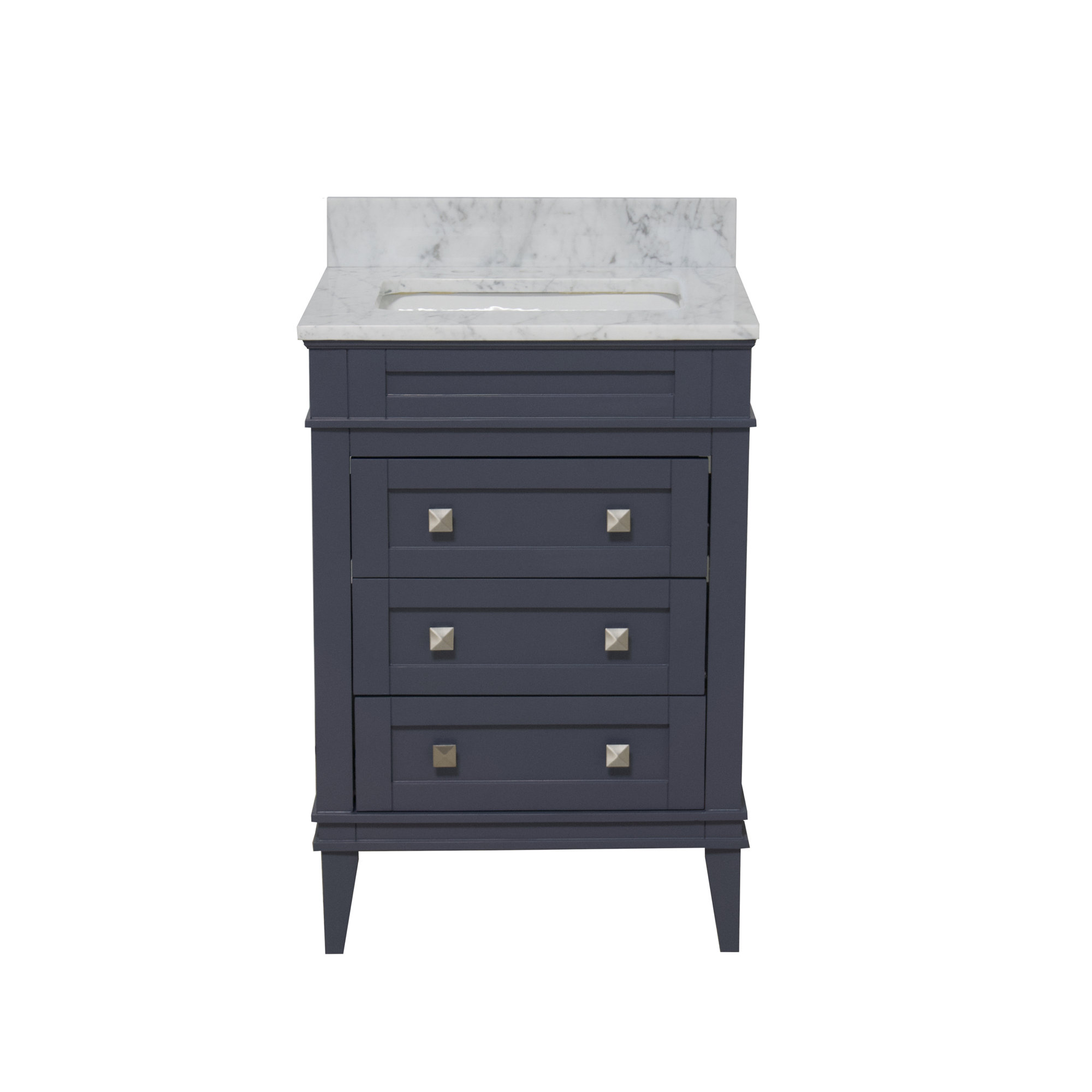 Frankfurt 24'' Single Bathroom Vanity, Carrara Marble, Marine Gray