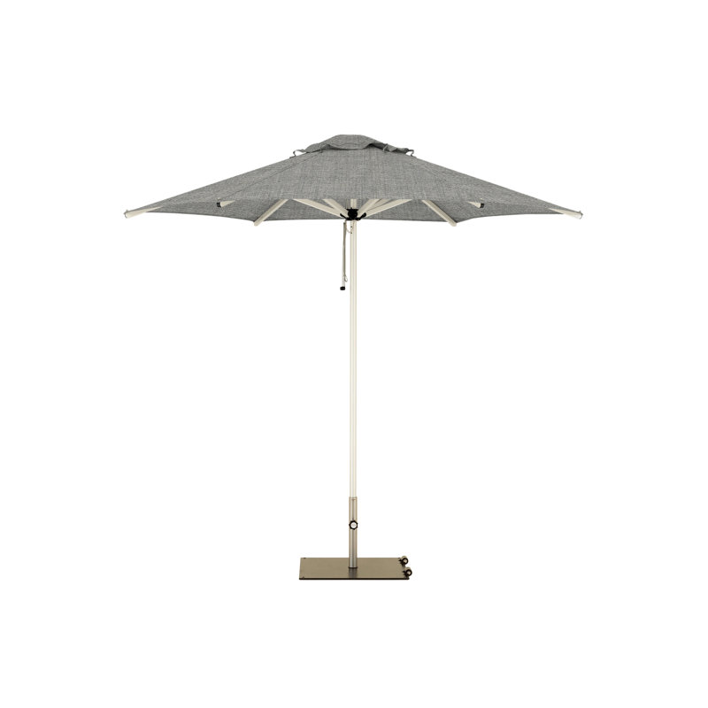Mistral Round Market Umbrella, Square Metal with wheels+2" Stainless Steel Tube, 8'10", Cacti