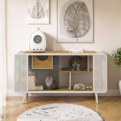 Cat House with Tempered Glass, for Living Room, Hallway, Study and Other Spaces