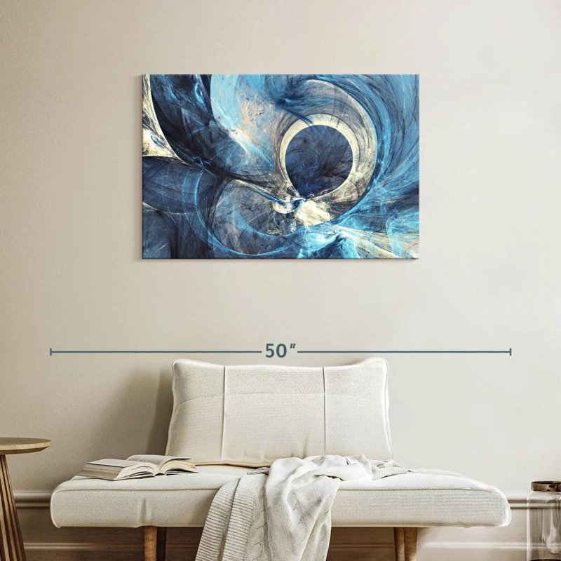 Avery gris et bleu abstrait, H 24 po x l 36 po