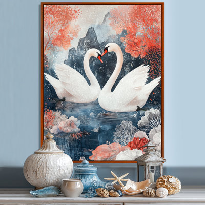 «Two Swans Love Of Elegance I», art mural cygnes pour le salon