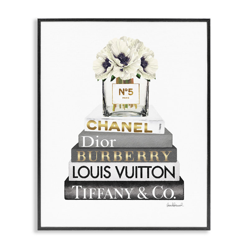 Blooming White Floral Display on Designer Bookstack Canvas Print