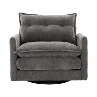 36" Chenille Upholstered Single Swivel Chair