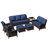 7-Piece Outdoor PE Wicker Patio Conversation Set with Sofas, Chairs, Ottomans, Side Table & Blue Cushions-1354125735