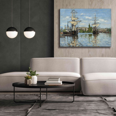 «Pirtleville Ships Riding on the Serine at Roue» par Claude Monet - reproduction d'art sur toile tendue