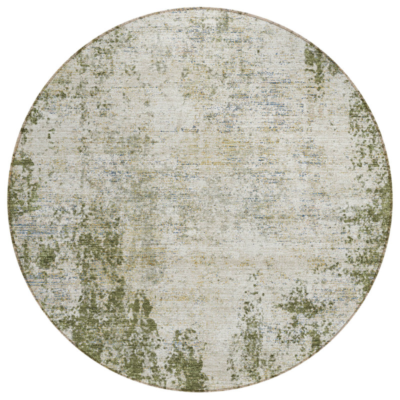 Aleighna Area Rug with Non-Slip Backing, Round 8'