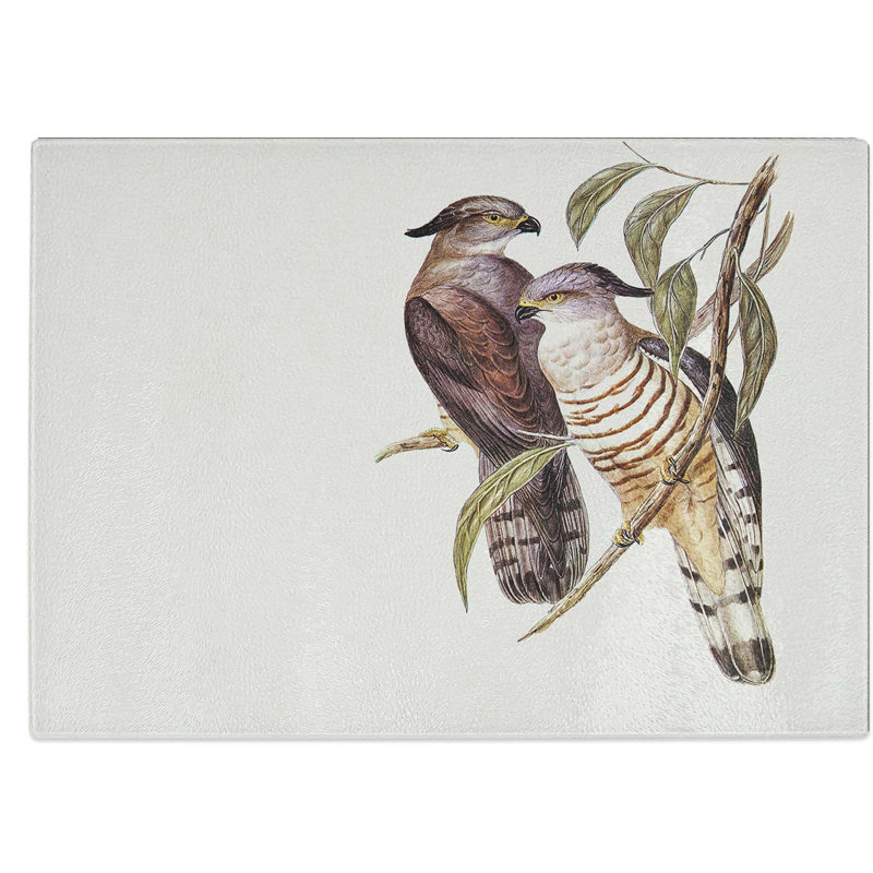 Tempered Glass Crested Hawks Chopping Board, 28.5 cm W x 20 cm L