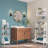 RiverRidge Amery 4-Tier 24in Ladder Shelf with Display Shelf and Storage Organizer Bin - White with 2 10" Floating Bookshelves