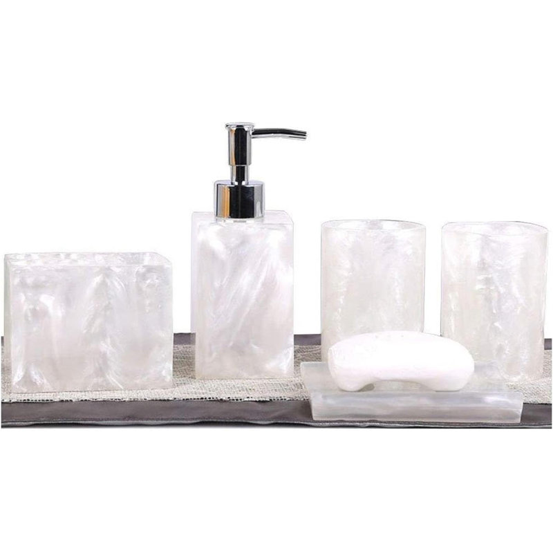 Five-piece bathroom accessory set