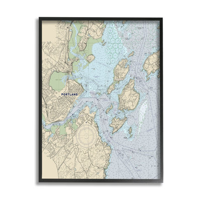 «Portland Coast Nautical Map Beige Blue» par Daphne Polselli - impression