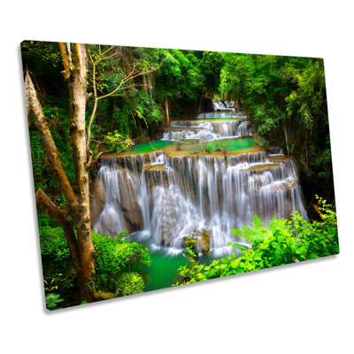 Cascading Waterfall Forest - Wrapped Canvas Art Prints