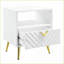 Table basse blanche brillante avec tiroir & amp; Tablette, rangement peu encombrant pour le salon