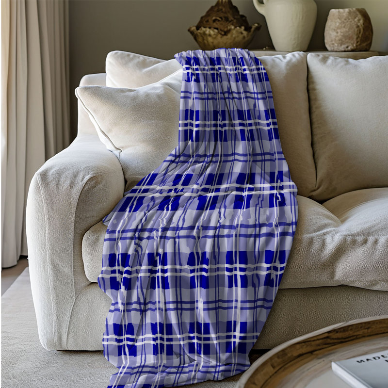 Blocs blancs bleus marine - couverture Sherpa de qualité supérieure 1 pièce, L 50 po x L 60 po