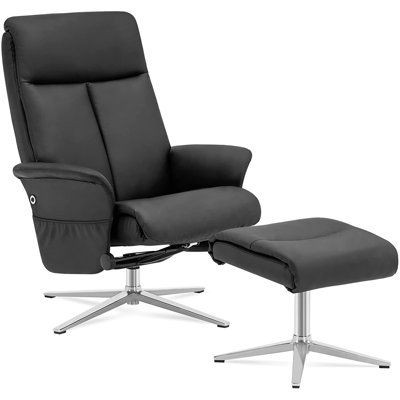 Swivel Recliner with Ottoman Faux Leather