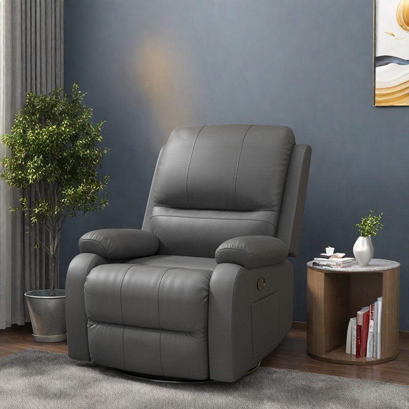 Stylish Swivel comfortable home lazy recliner, Gray Faux Leather